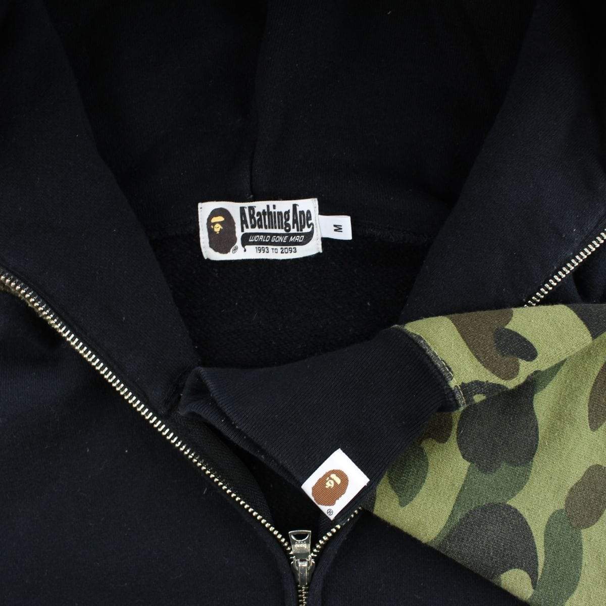 Bape 1st Green Camo Shark Hoodie Black - SaruGeneral