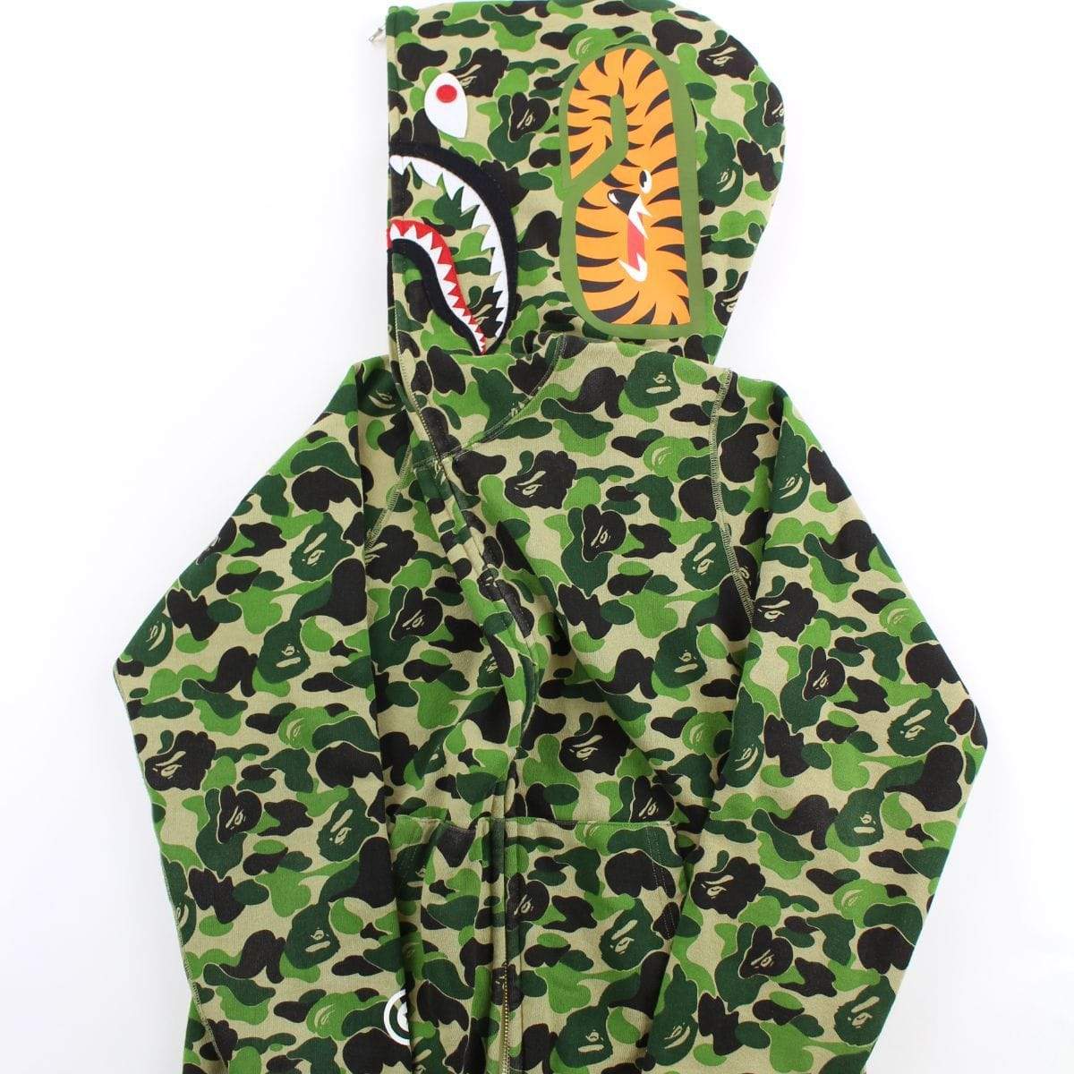 Bape ABC Green Camo Shark Hoodie - SaruGeneral