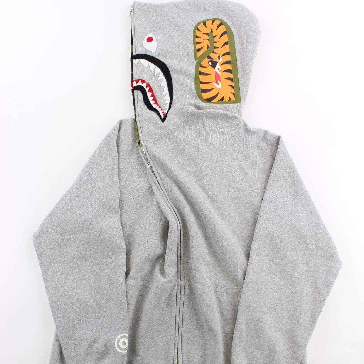 Bape 1st Green Camo Shark Hoodie Grey - SaruGeneral