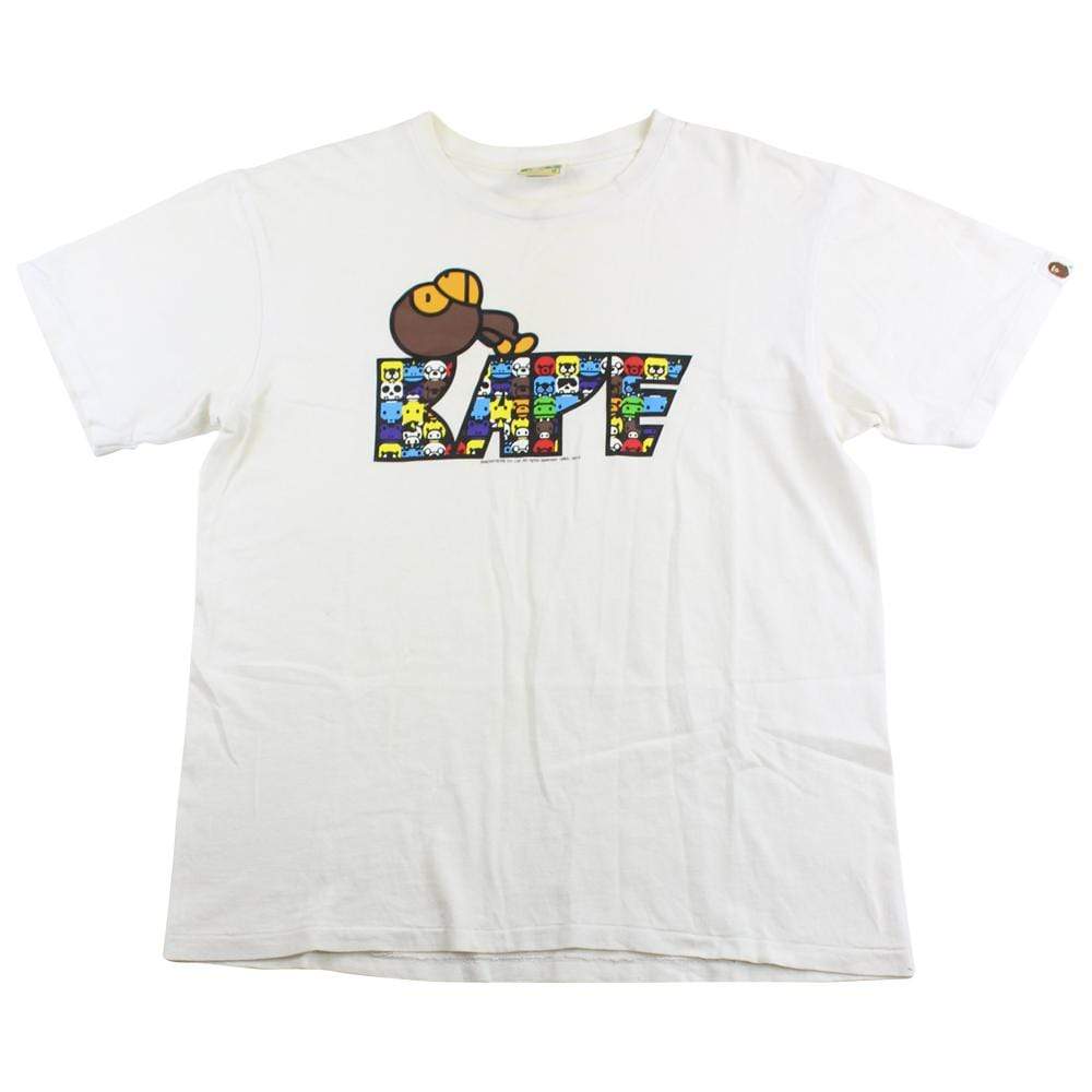 Bape Baby Milo Sleeping text tee white - SaruGeneral
