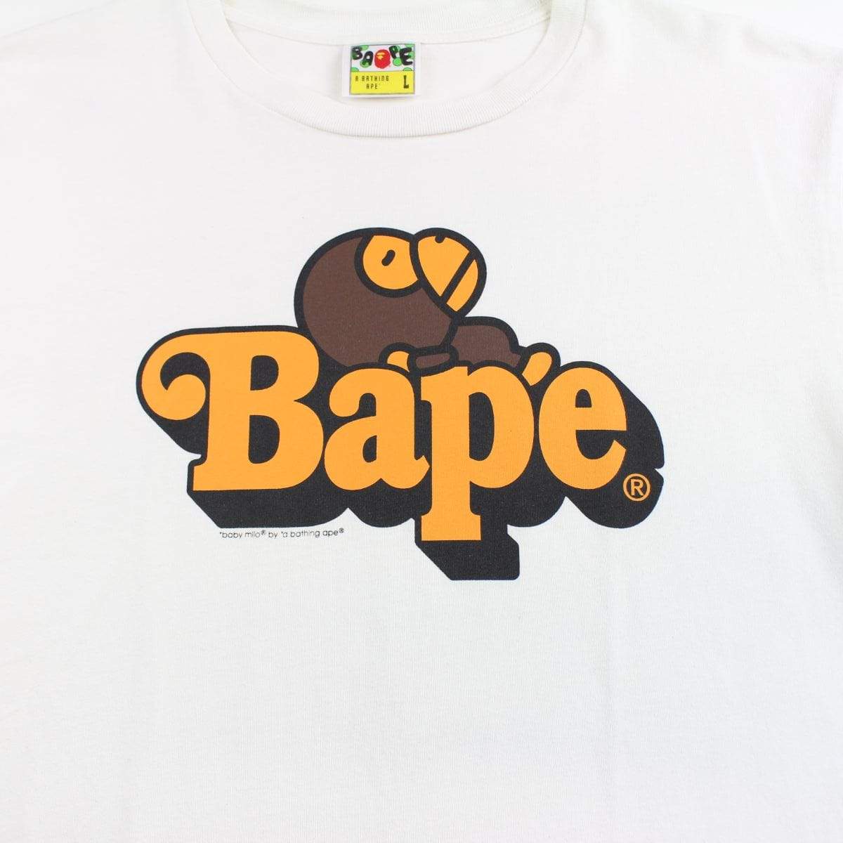 Bape Sleeping Baby Milo Text Tee White - SaruGeneral