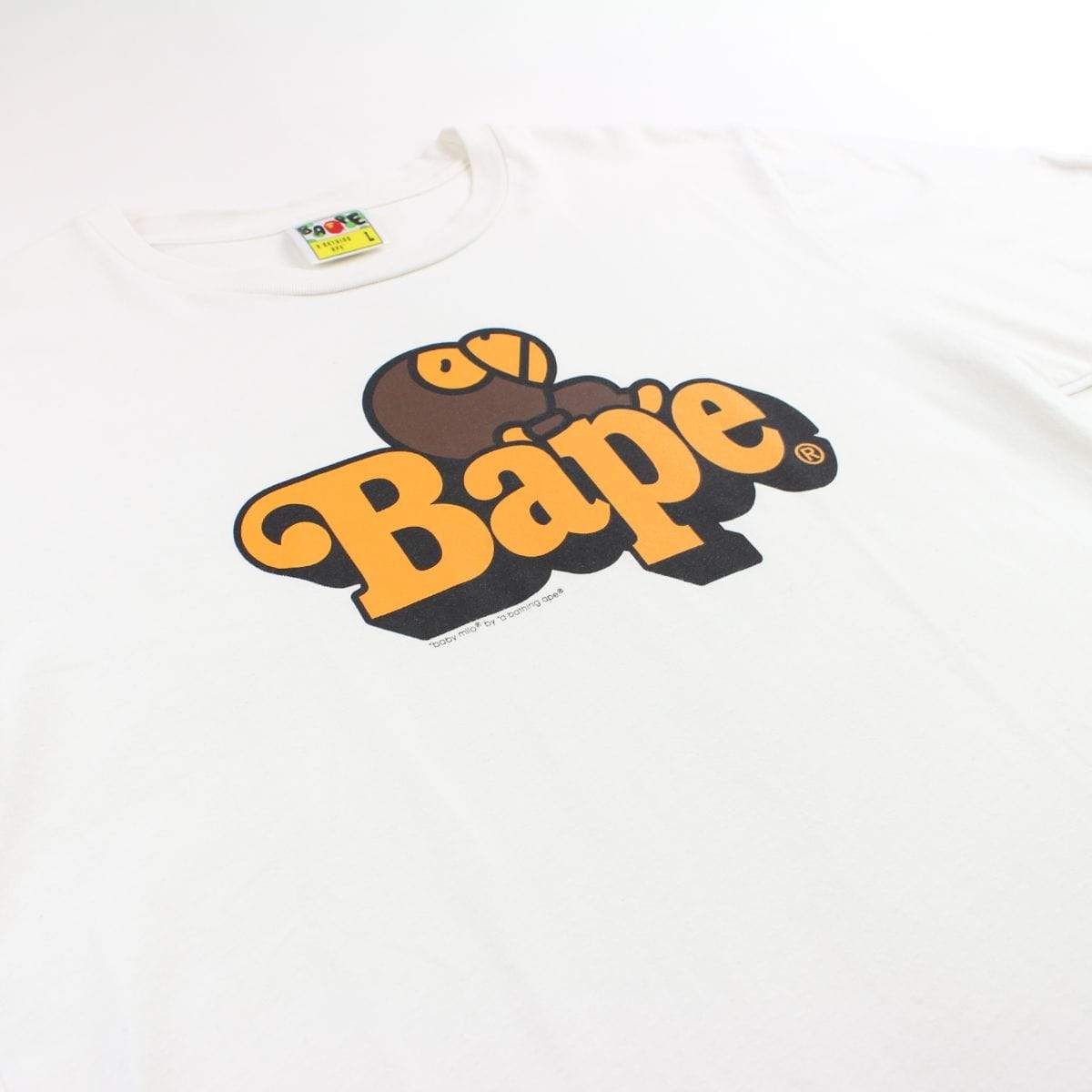 Bape Sleeping Baby Milo Text Tee White - SaruGeneral