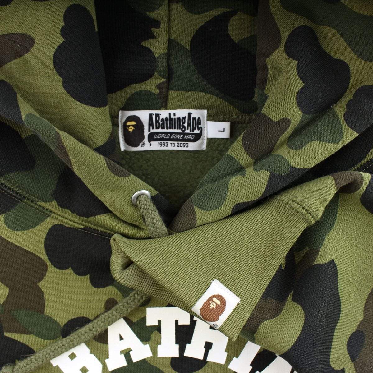 Bape 1st Green Camo College Logo Hoodie - SaruGeneral