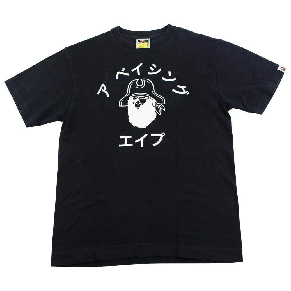 Bape Pirate Store Katakana college logo Tee Black - SaruGeneral