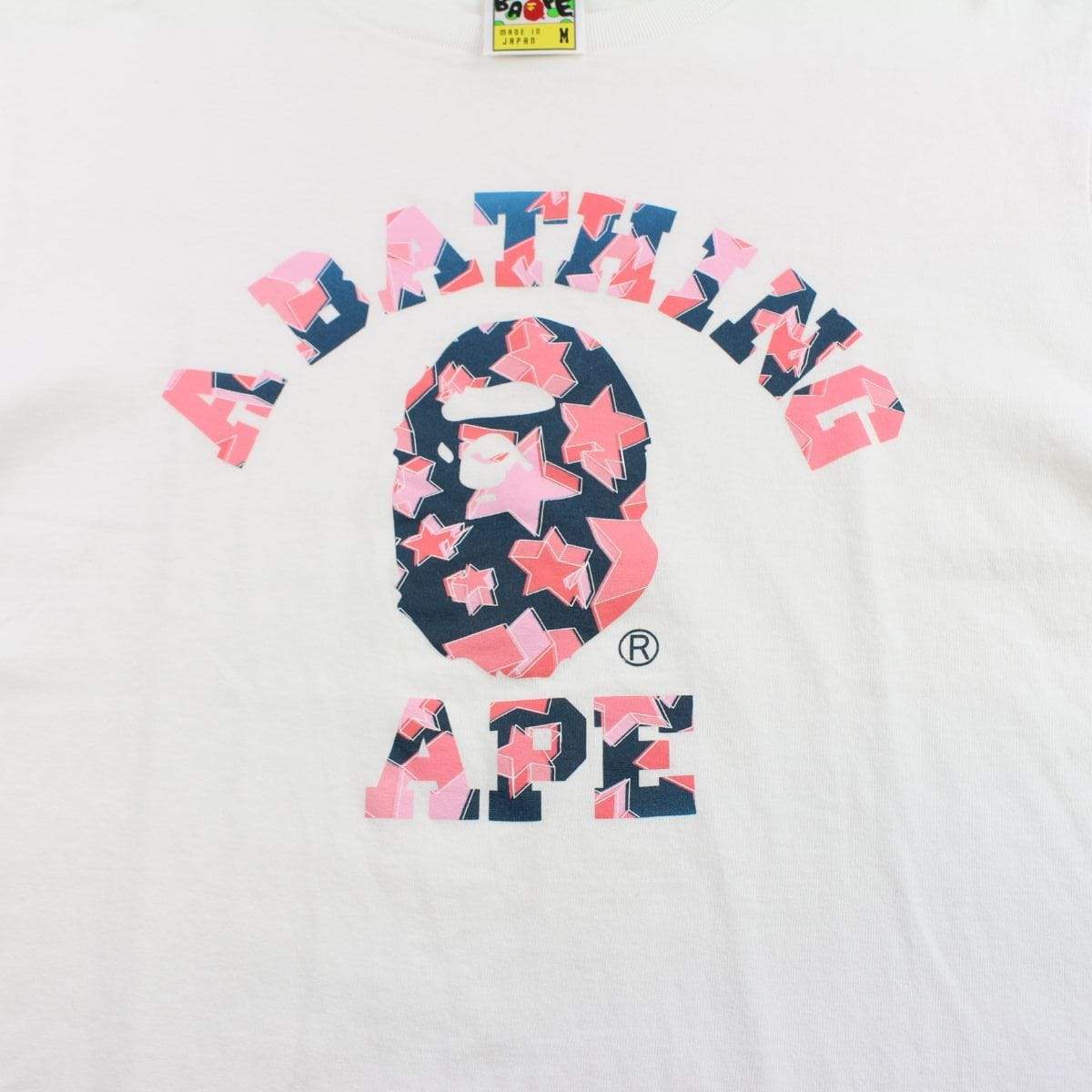 Bape pink Stars College Logo Tee White - SaruGeneral