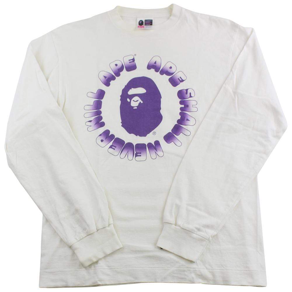 Bape Asnka Purple big ape Logo LS White - SaruGeneral