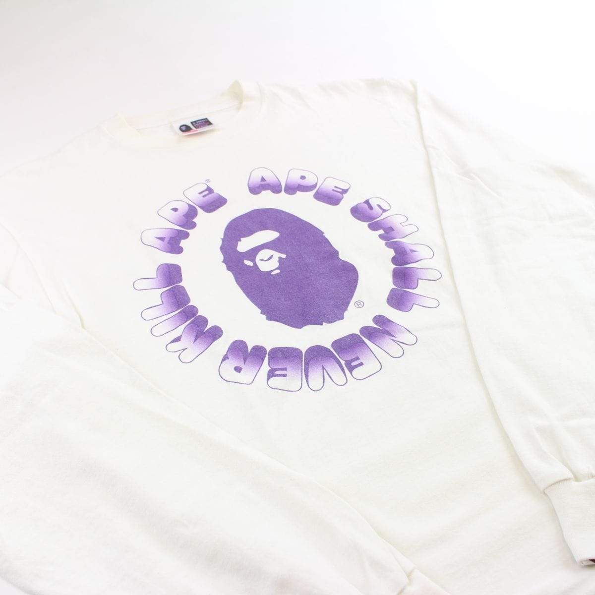 Bape Asnka Purple big ape Logo LS White - SaruGeneral