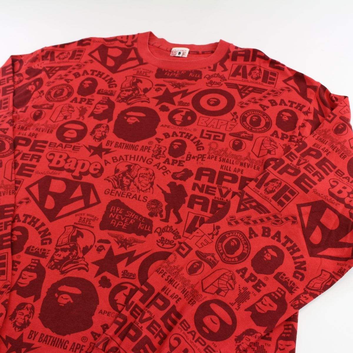 Bape Multi Logo LS Red - SaruGeneral