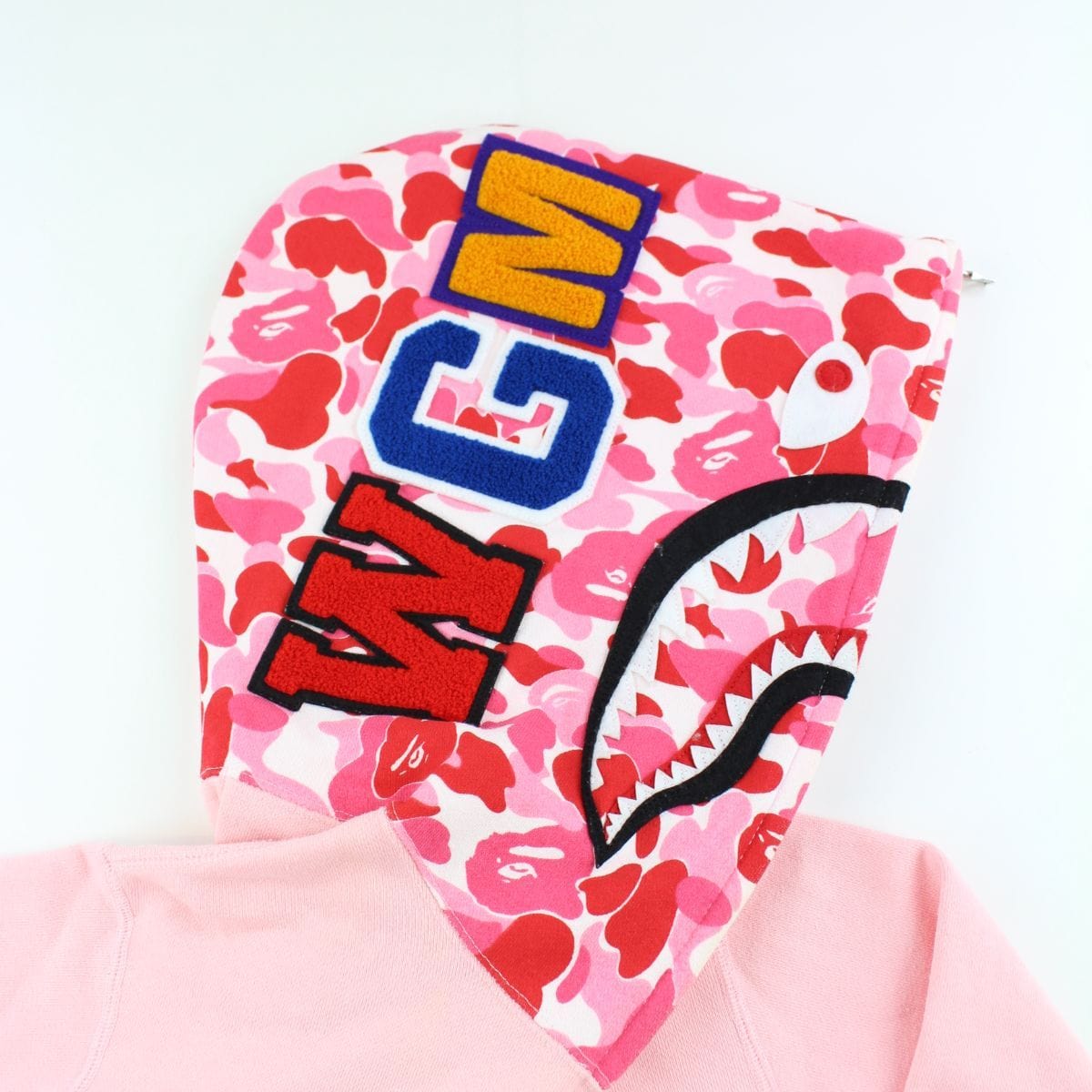 bape pink half pink camo shark hoodie - SaruGeneral
