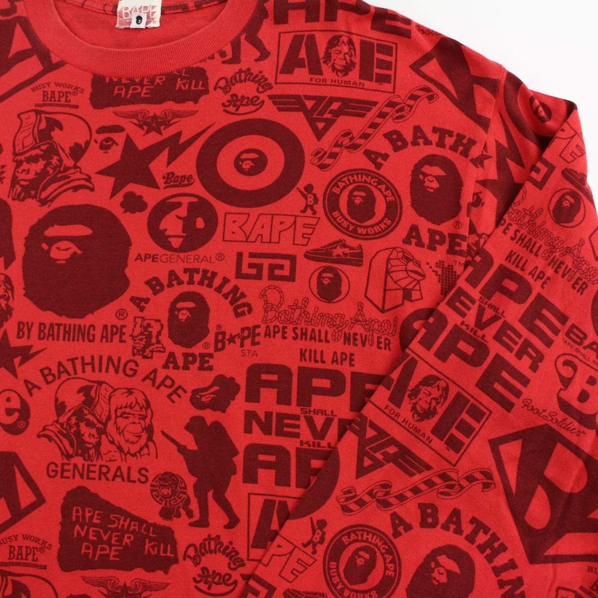 Bape Multi Logo LS Red - SaruGeneral