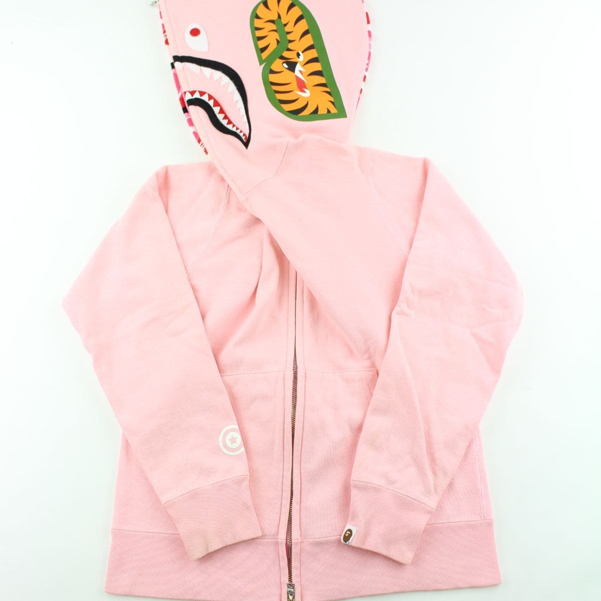 bape pink half pink camo shark hoodie - SaruGeneral