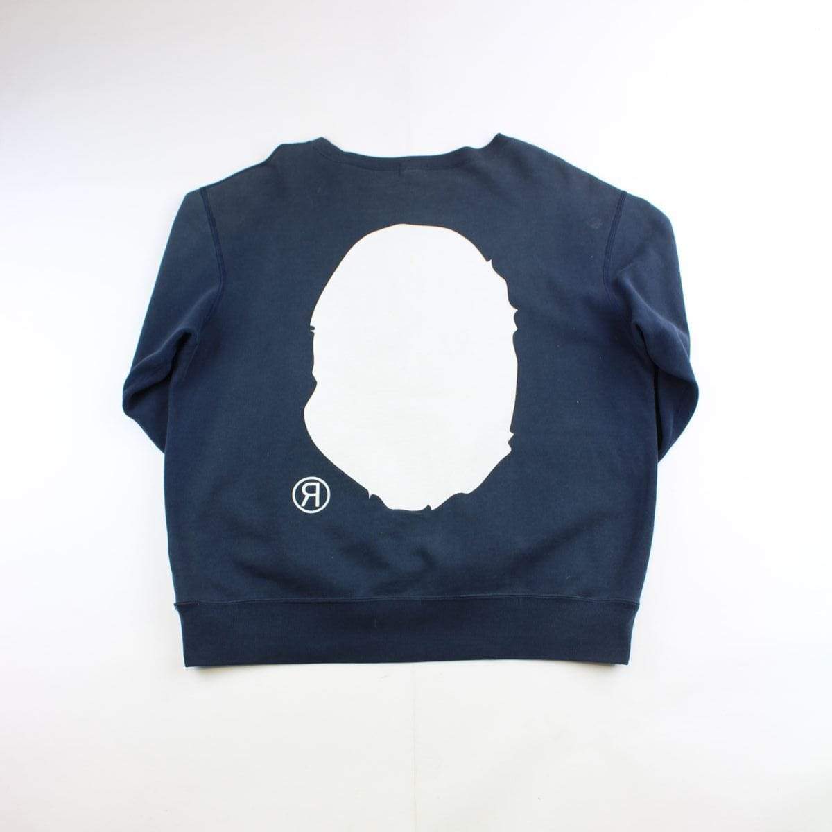 Bape Big Ape Logo Crewneck Navy - SaruGeneral