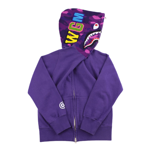 Bape Purple Camo Shark Face Hoodie Purple - SaruGeneral