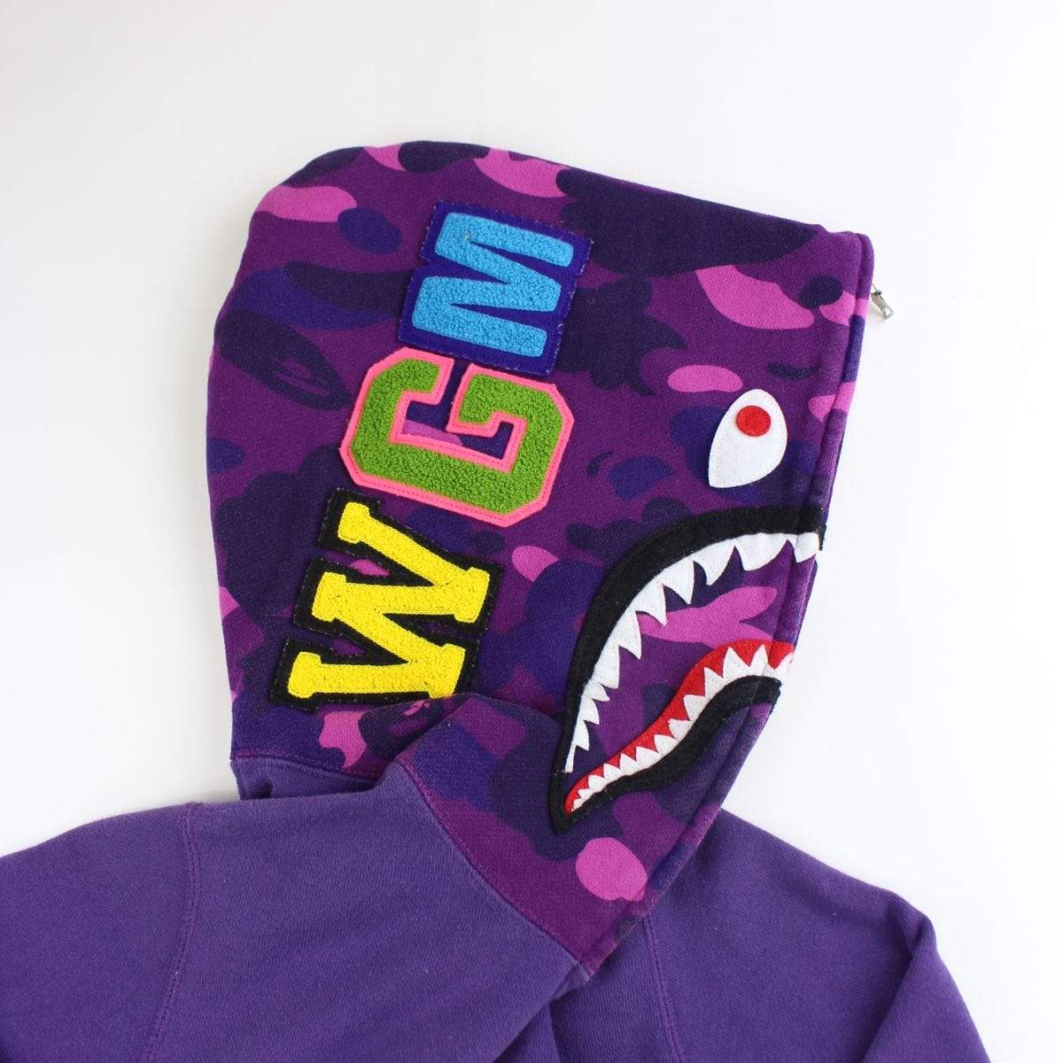 Bape Purple Camo Shark Face Hoodie Purple - SaruGeneral