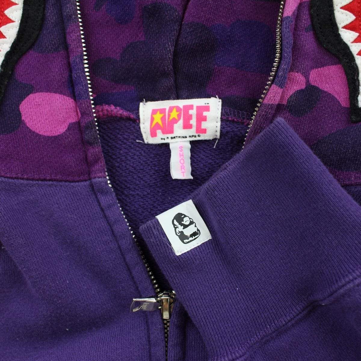 Bape Purple Camo Shark Face Hoodie Purple - SaruGeneral