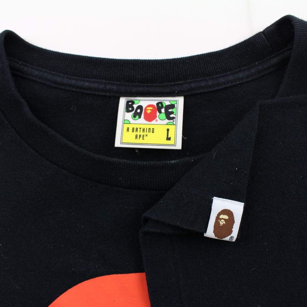 Bape Red Big Multi Logo Print Tee Black - SaruGeneral