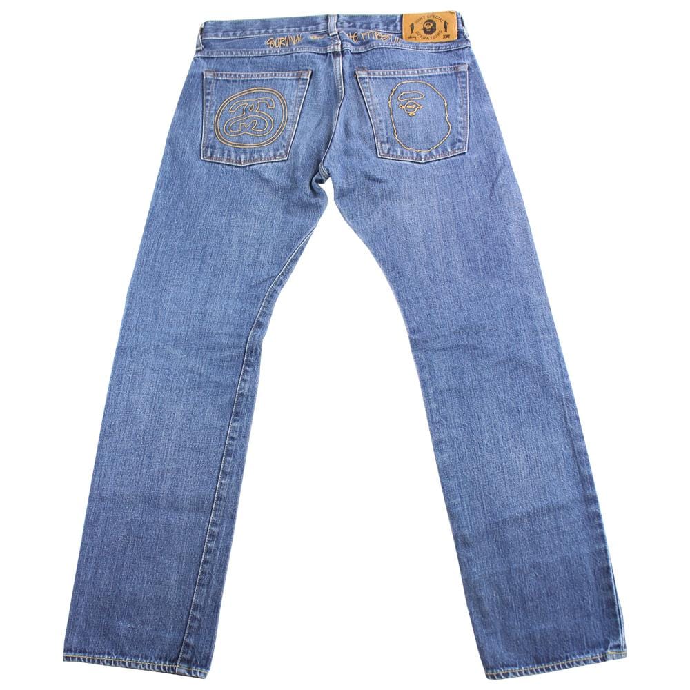 Bape x Stussy Survival of the fittest denim jeans - SaruGeneral