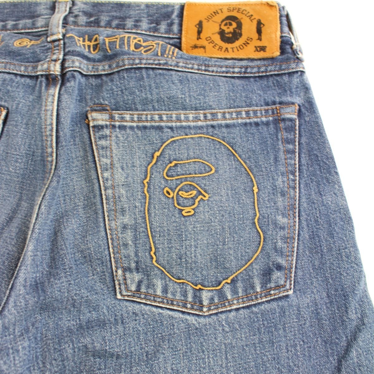 Bape x Stussy Survival of the fittest denim jeans - SaruGeneral