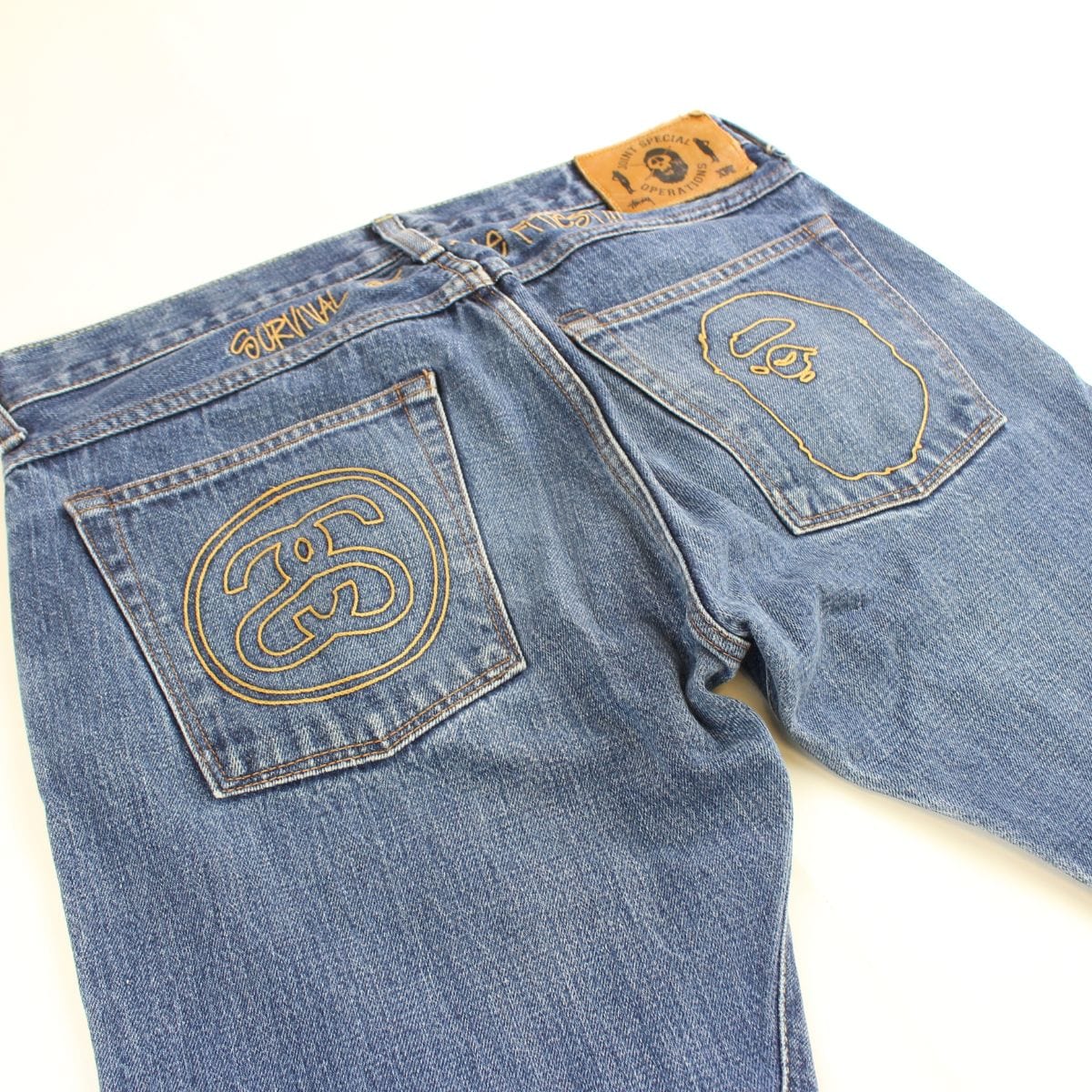 Bape x Stussy Survival of the fittest denim jeans - SaruGeneral