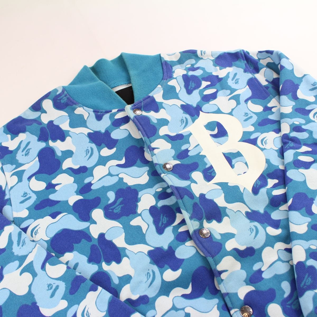 Bape ABC Blue Camo Varsity Jacket - SaruGeneral
