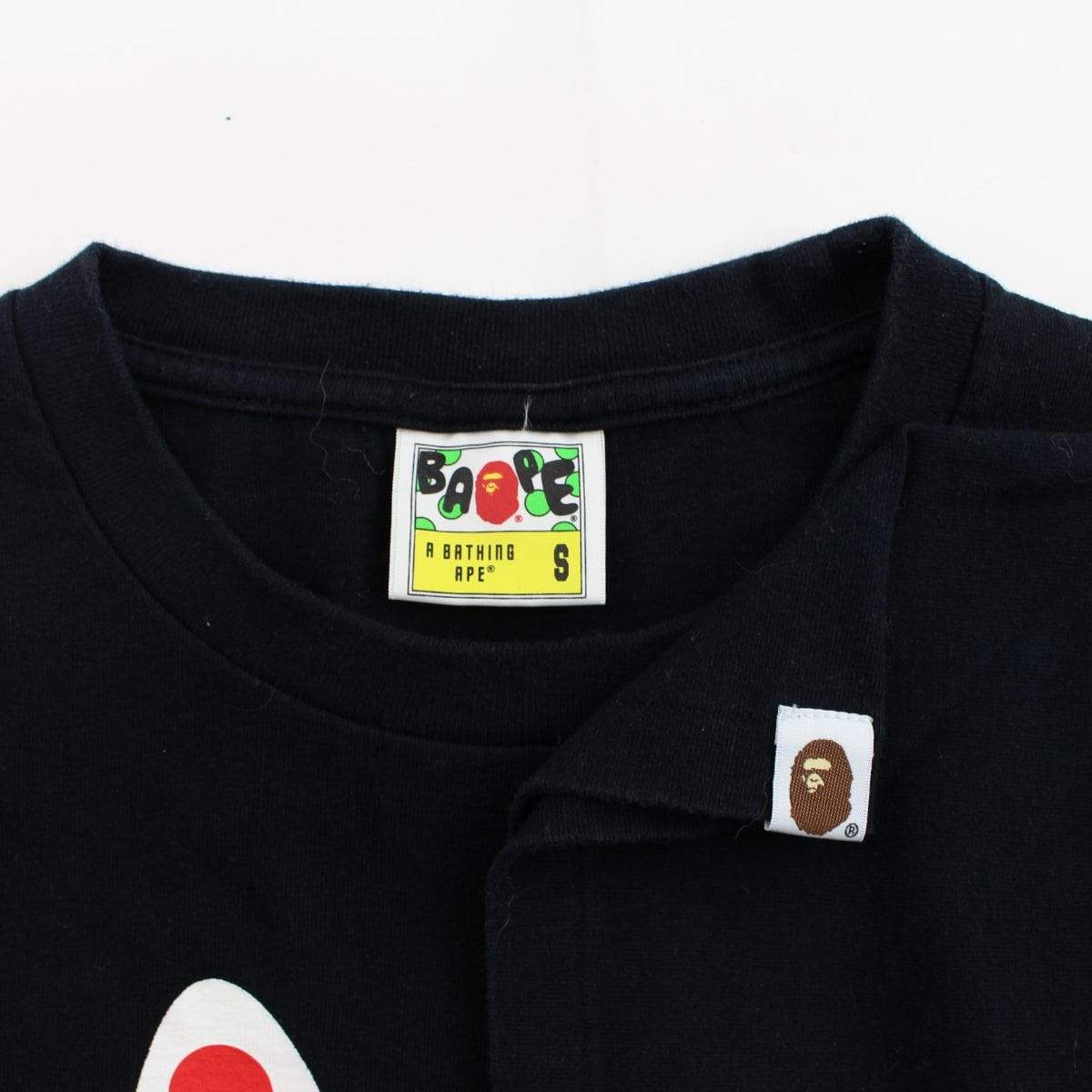 Bape Black Shark Face Glasses Logo Tee Black - SaruGeneral