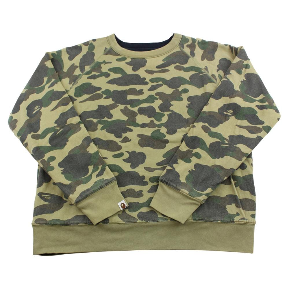 Bape 1st Green Camo Reversible Crewneck - SaruGeneral