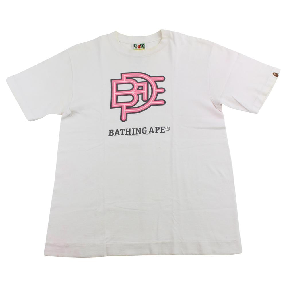 bape pink text tee white - SaruGeneral