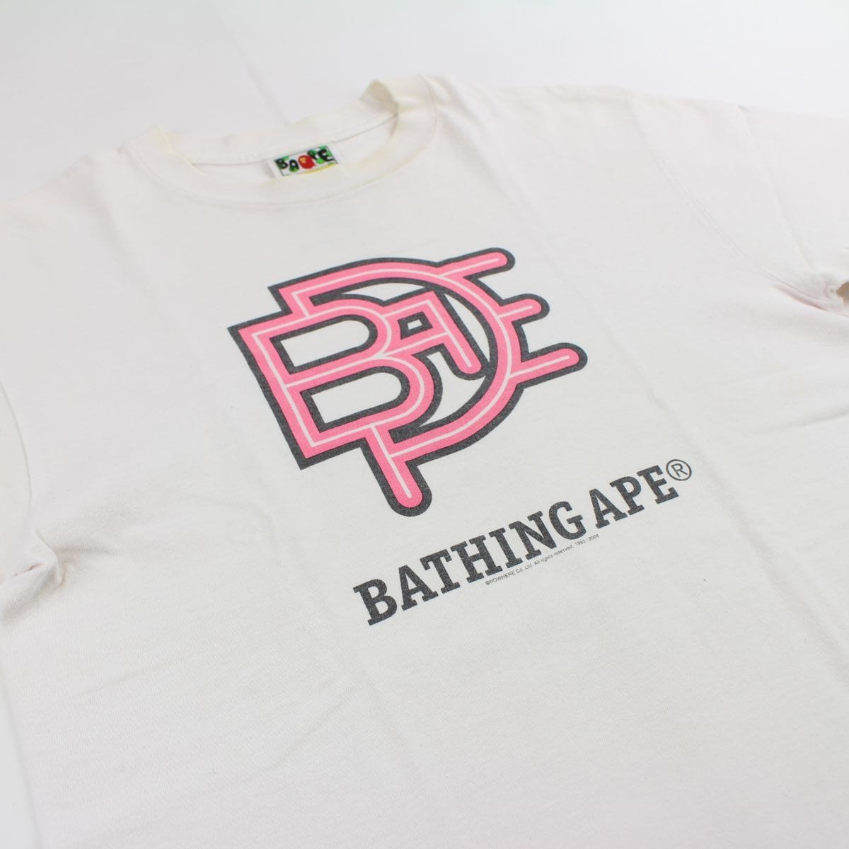 bape pink text tee white - SaruGeneral