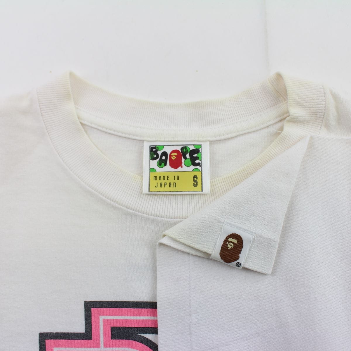 bape pink text tee white - SaruGeneral