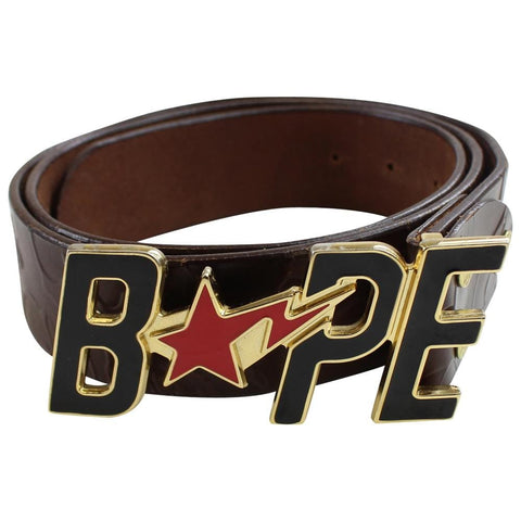 Ceinture en cuir avec logo Bapesta