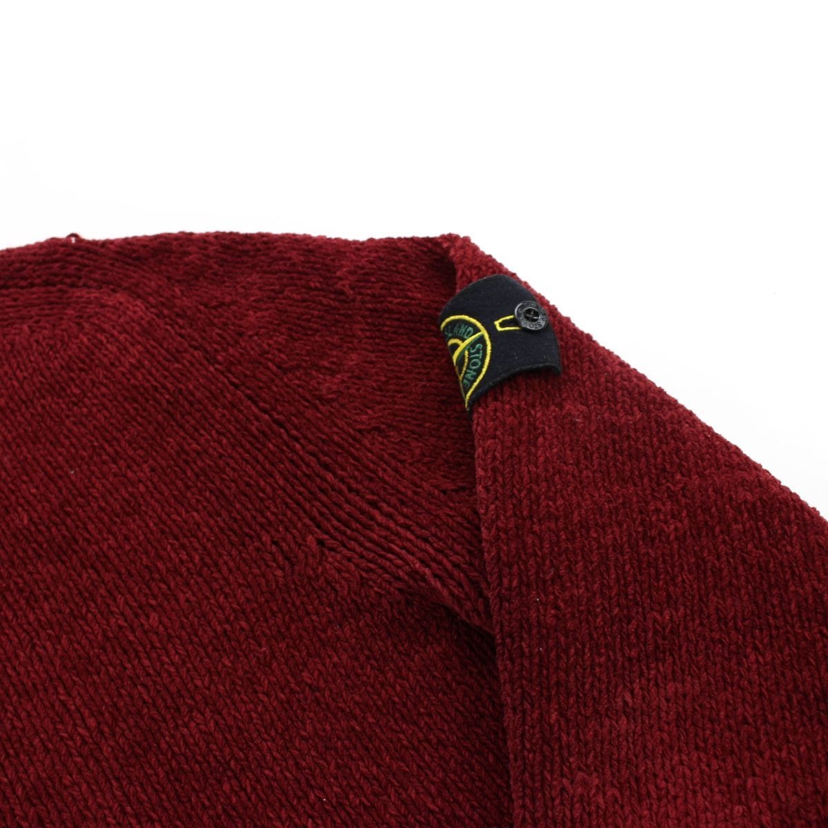 Stone Island Button Up Burgundy Wool Jumper - SaruGeneral
