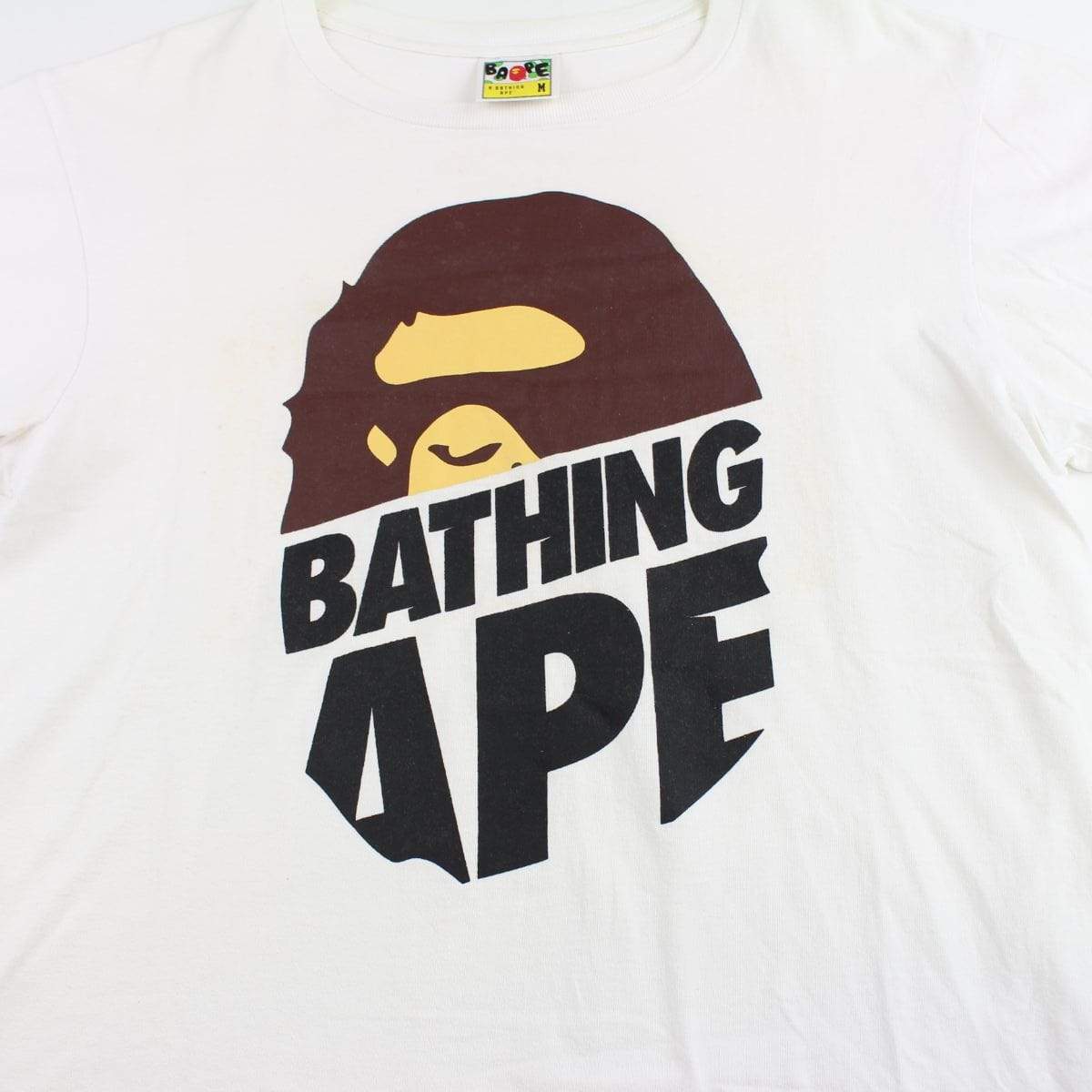 Bape Big Ape Half Text Logo Tee White - SaruGeneral