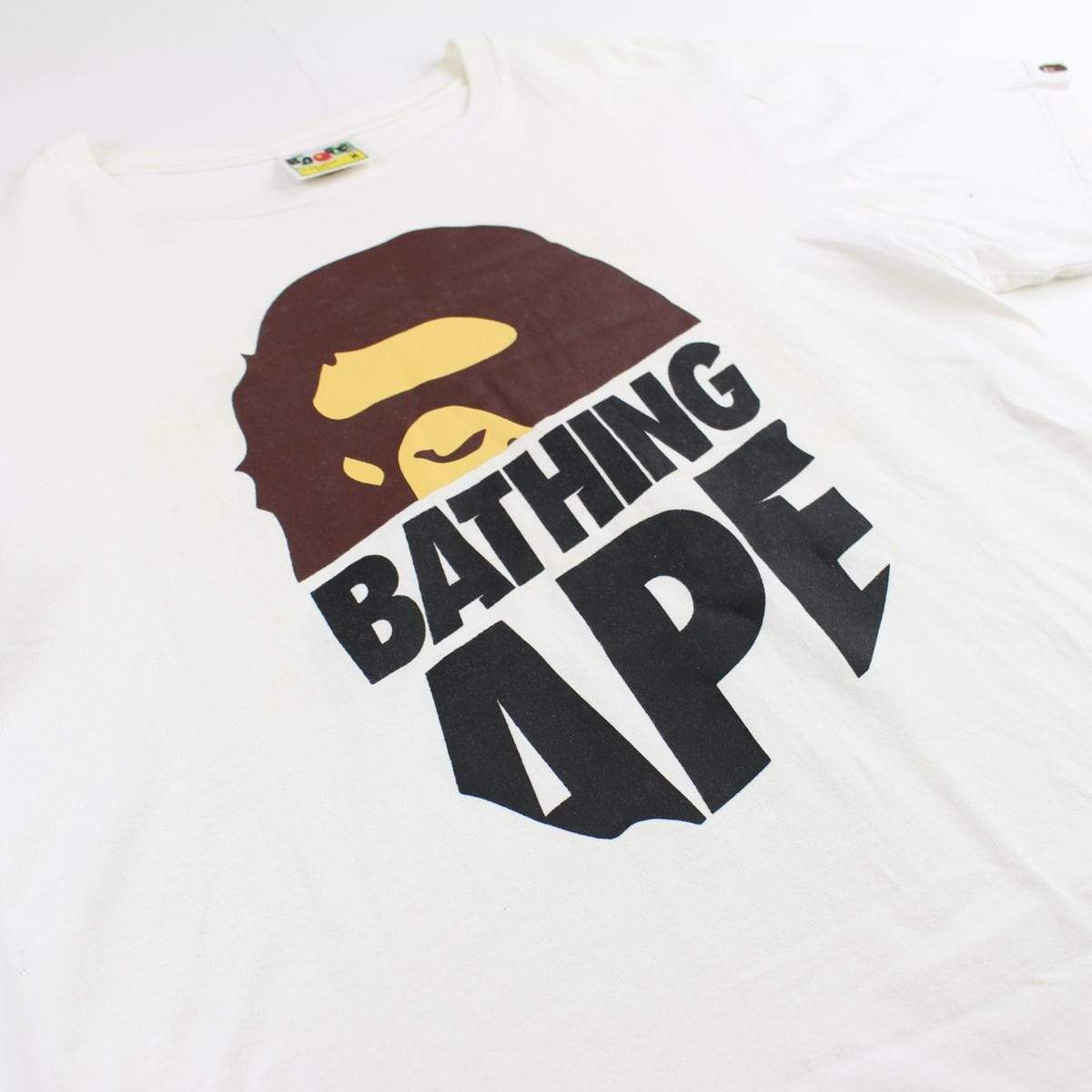 Bape Big Ape Half Text Logo Tee White - SaruGeneral