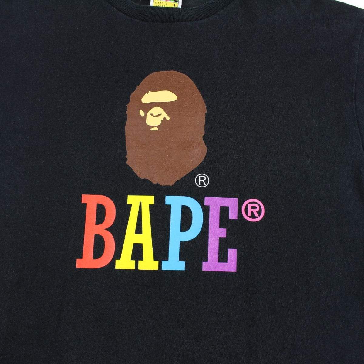 Bape Multi Colour Letters Ape Tee Black - SaruGeneral
