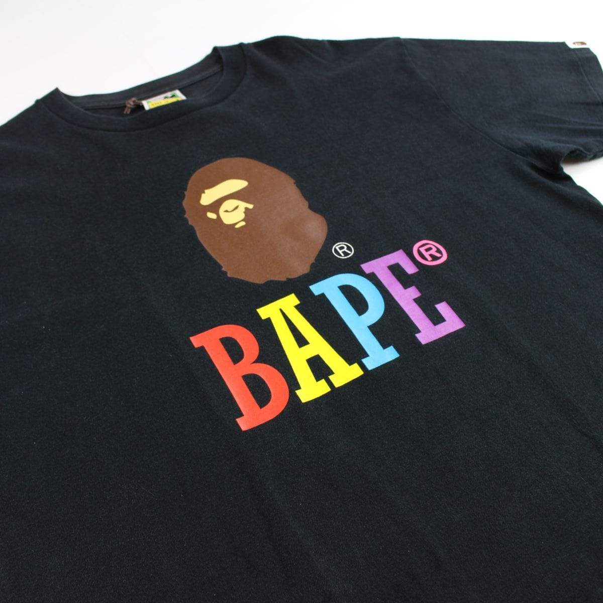 Bape Multi Colour Letters Ape Tee Black - SaruGeneral