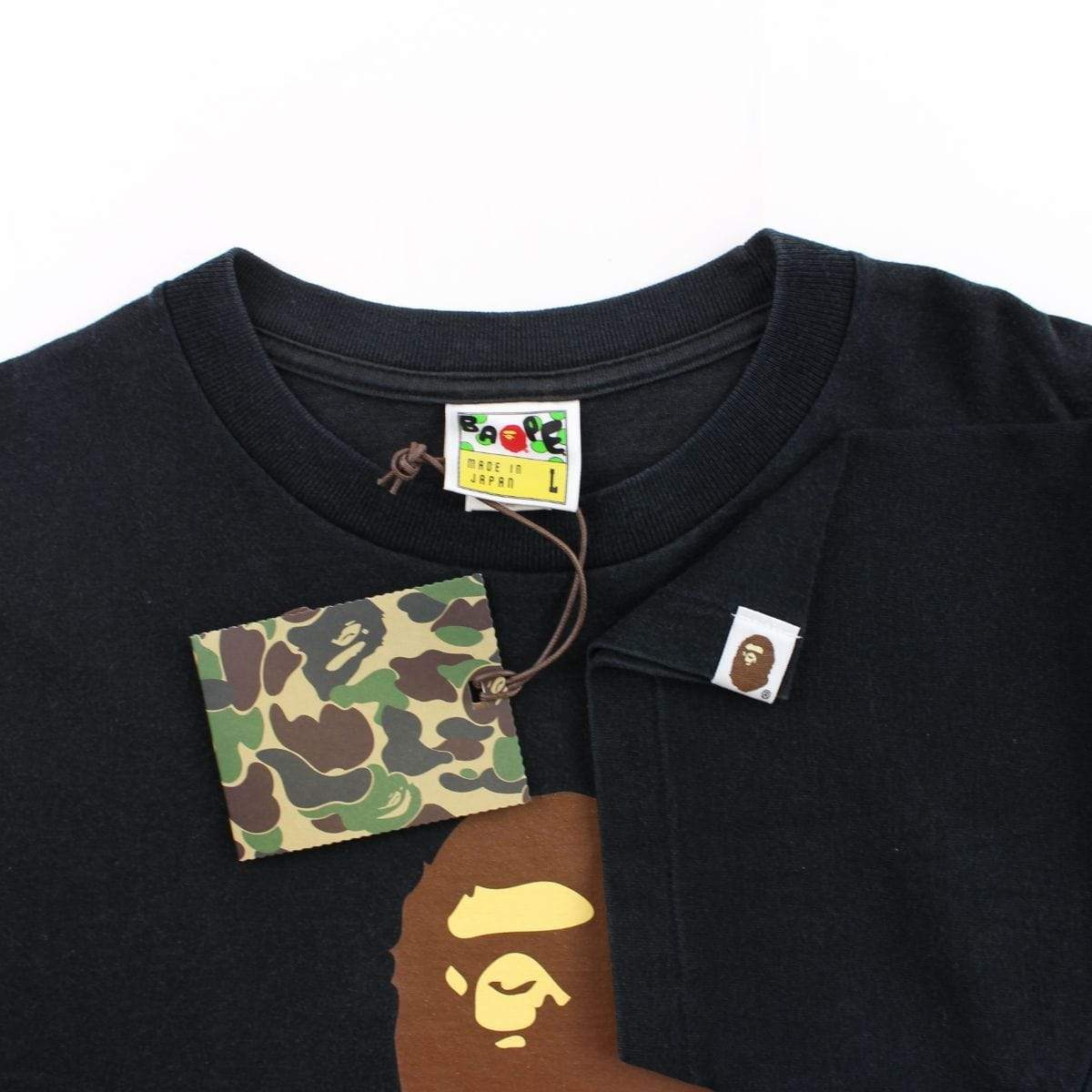 Bape Multi Colour Letters Ape Tee Black - SaruGeneral