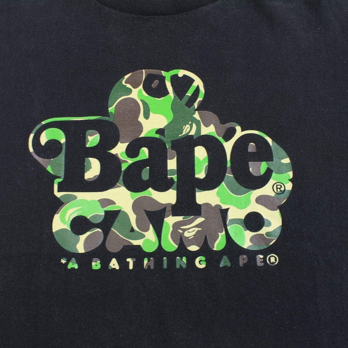 Bape Sleeping ABC Green Camo Milo Tee Black - SaruGeneral