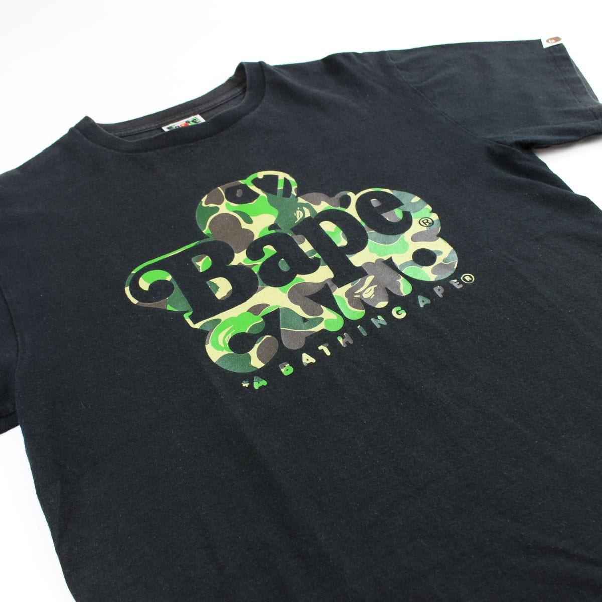 Bape Sleeping ABC Green Camo Milo Tee Black - SaruGeneral