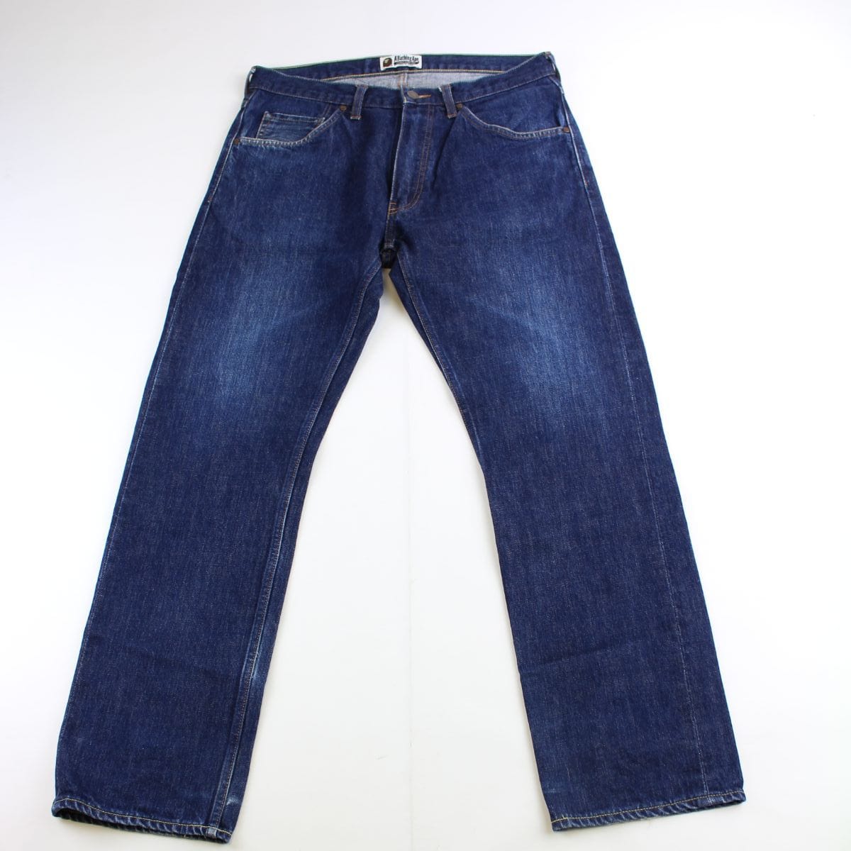 Bape Yellow Rope Text Denim Jeans - SaruGeneral