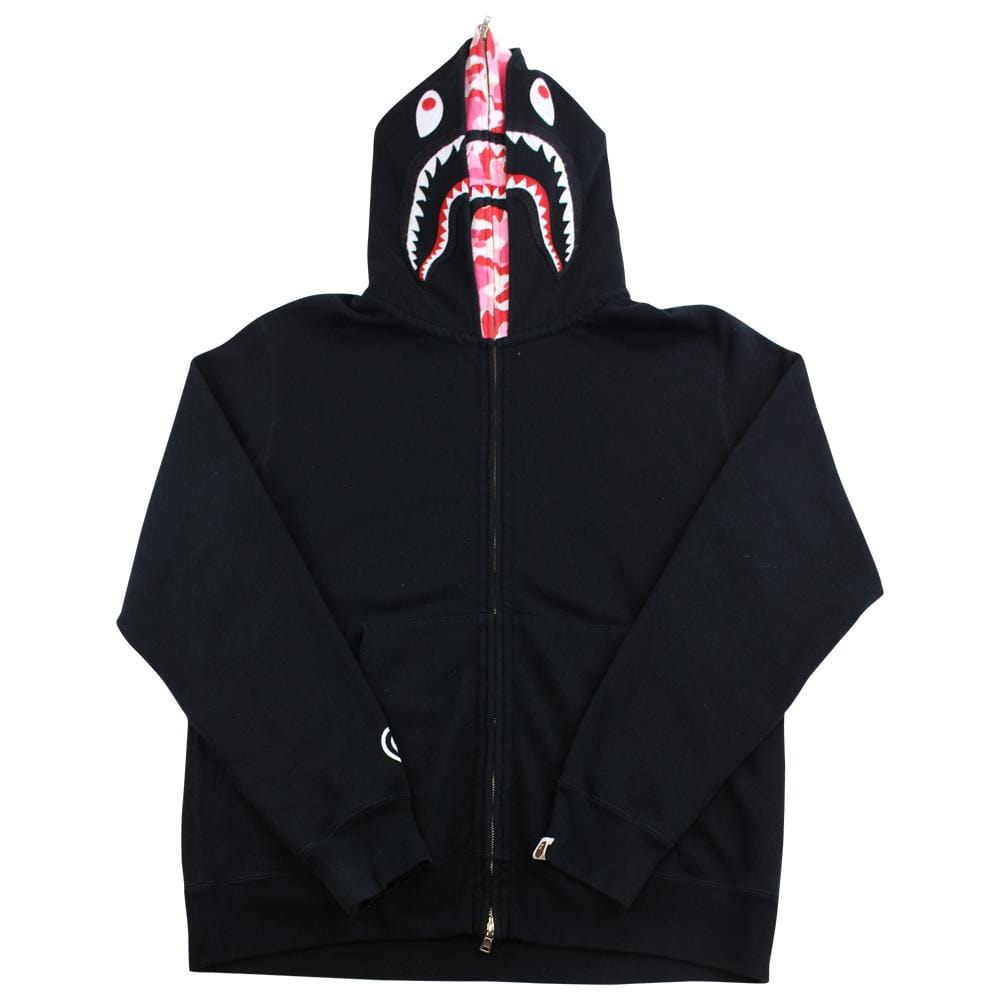 Bape Black & Pink Camo Double Shark Hoodie Fullzip - SaruGeneral