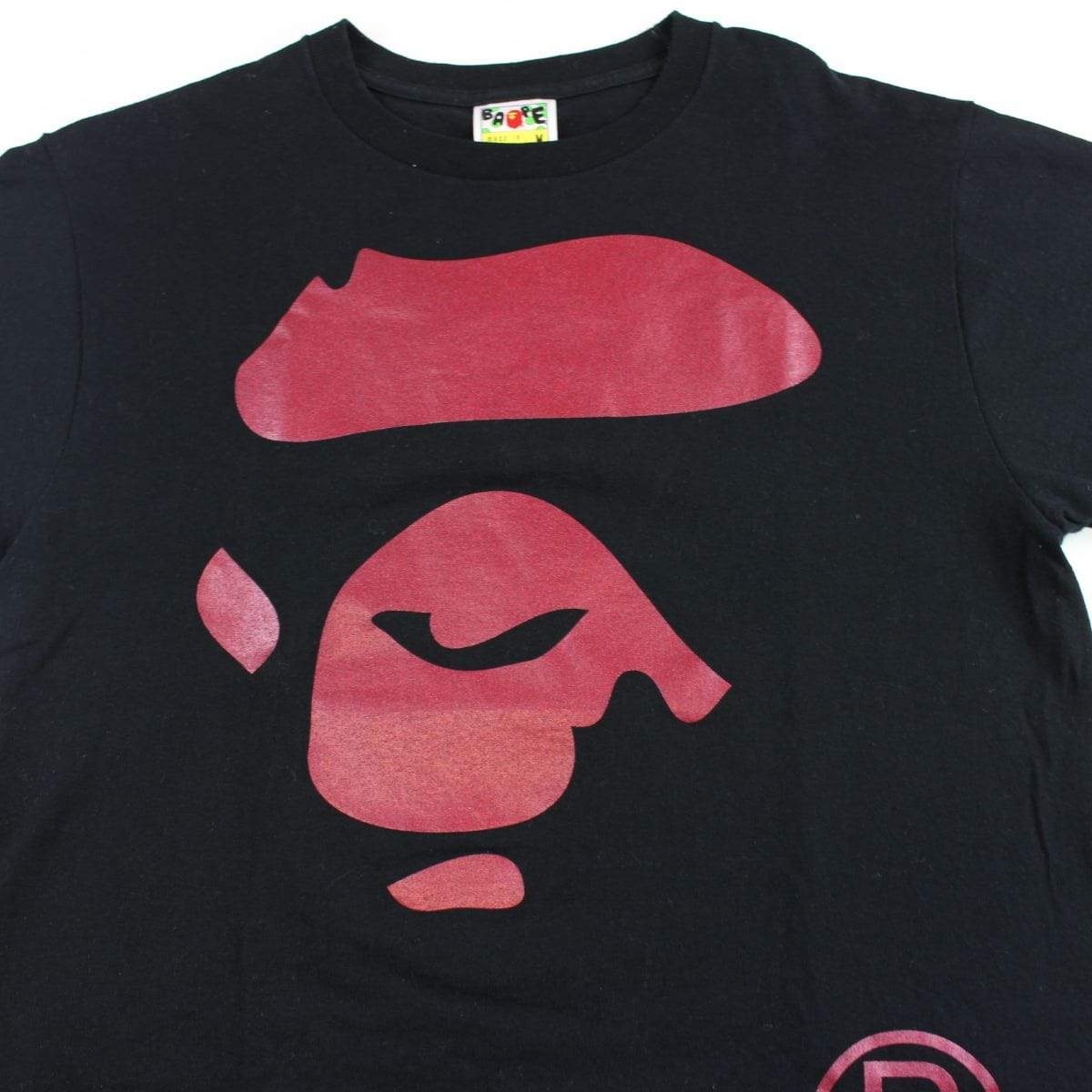 Bape Red Ape Face Logo Tee Black - SaruGeneral