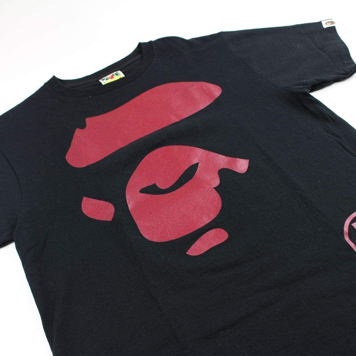 Bape Red Ape Face Logo Tee Black - SaruGeneral
