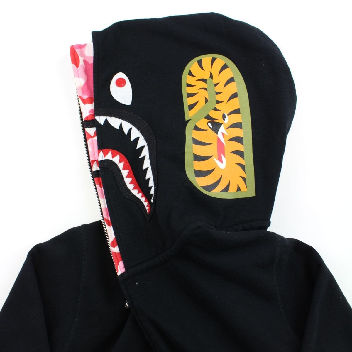 Bape Black & Pink Camo Double Shark Hoodie Fullzip - SaruGeneral