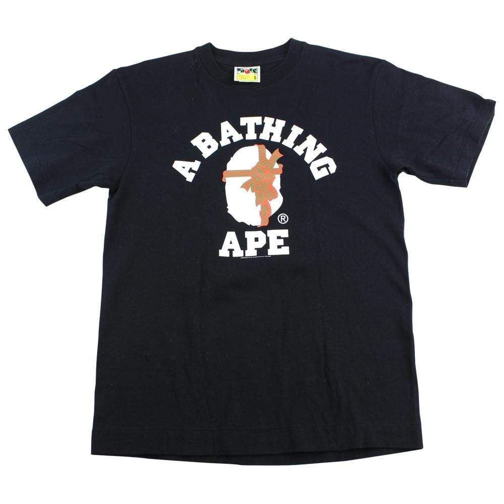 Bape Present Wrap College Logo Tee Black - SaruGeneral