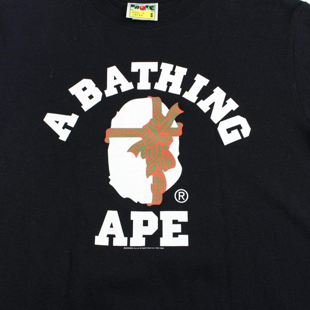 Bape Present Wrap College Logo Tee Black - SaruGeneral