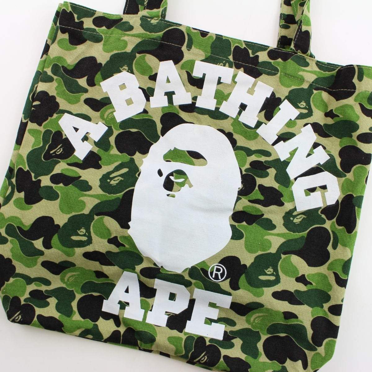 Bape White College Logo ABC Green Camo Tote Bag - SaruGeneral
