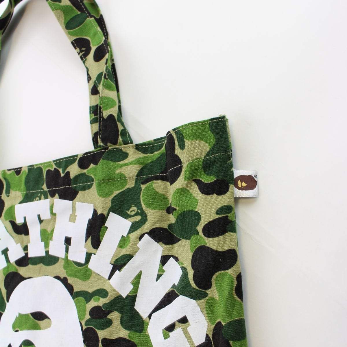 Bape White College Logo ABC Green Camo Tote Bag - SaruGeneral
