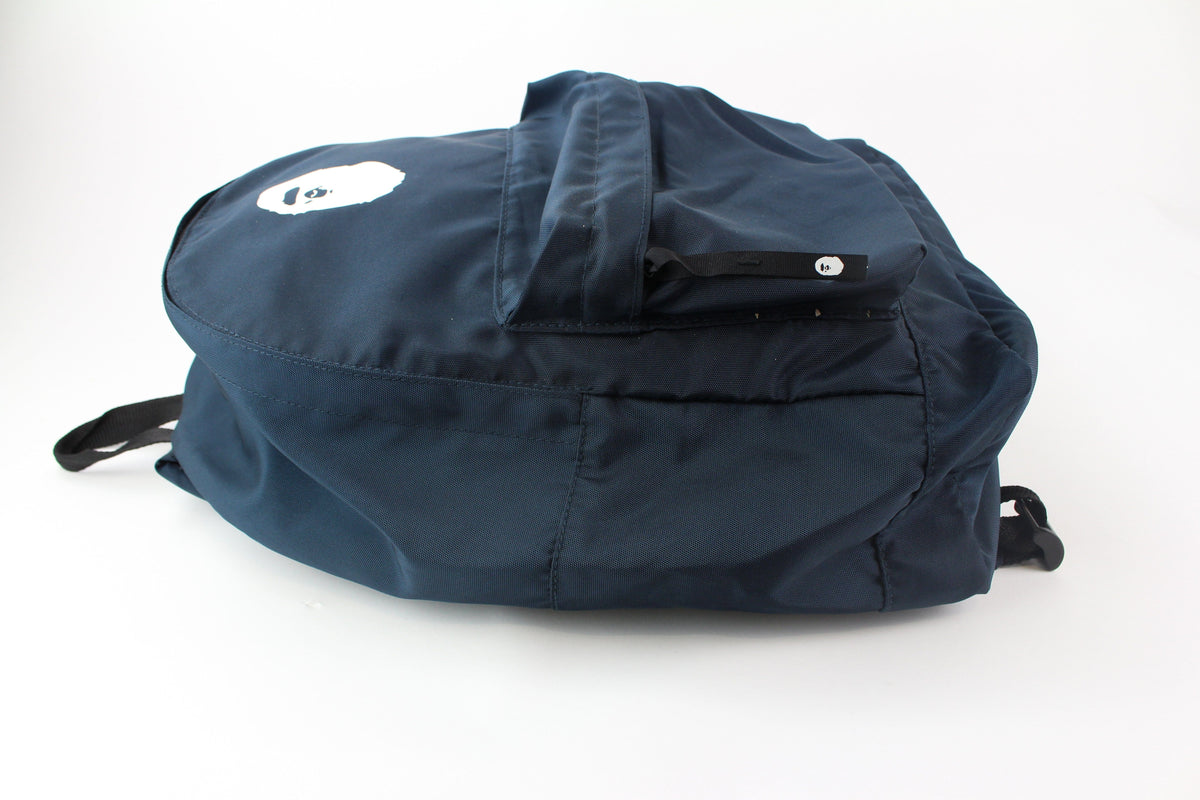 bape white ape navy backpack - SaruGeneral