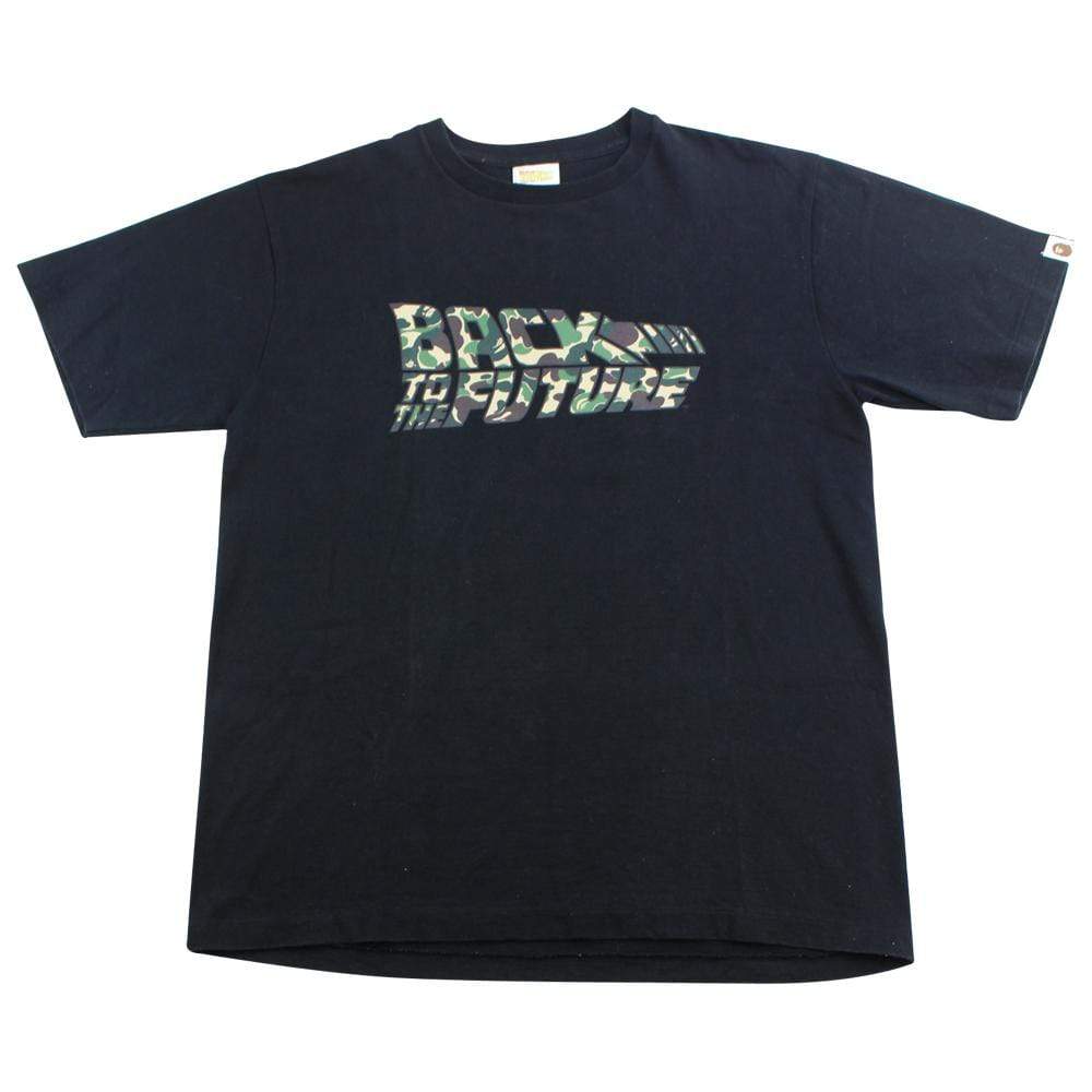 Bape x Back to the Future Green Camo Logo Tee Black - SaruGeneral