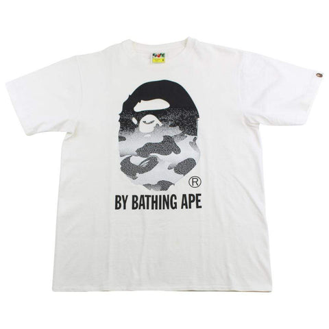 Bape Black & White Gradient Big Ape Logo Tee White